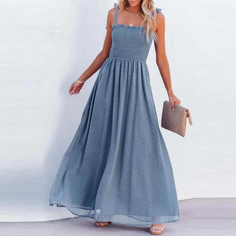 Lara - Airy maxi dress with a delicate polka dot pattern-DESTINY