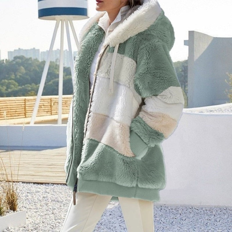 Plush cardigan with hood - Lightweight and breathable material-DESTINY