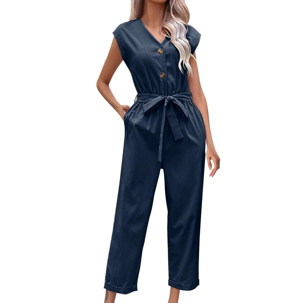 Trendy short-sleeved jumpsuit with cropped trousers-DESTINY