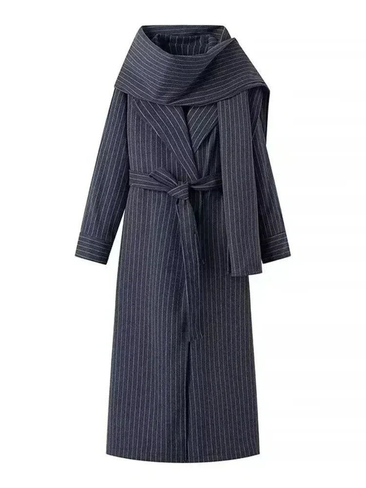 Vintage striped trench coat for women - Comfortable and versatile-DESTINY