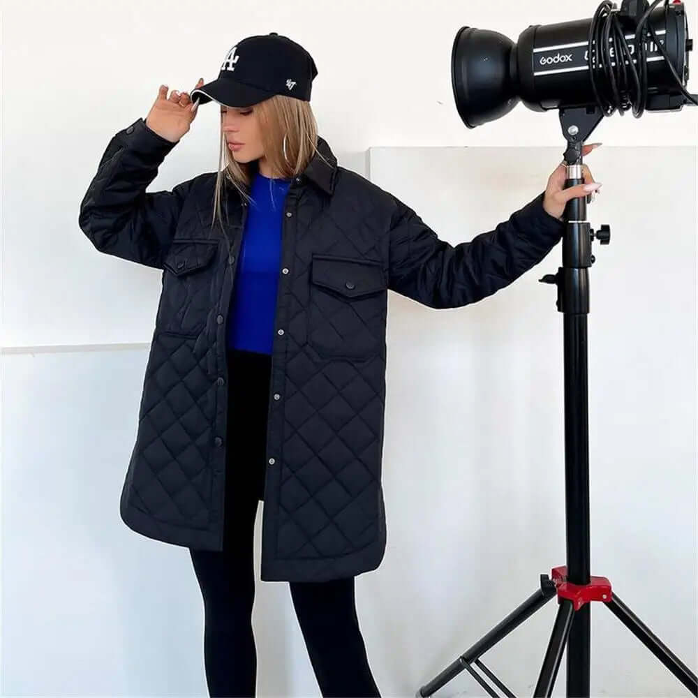 Classic quilted jacket with press studs-DESTINY