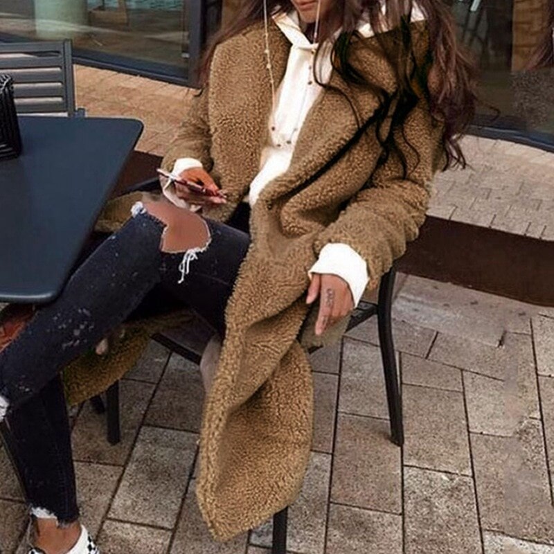 Long plush autumn coat - Ideal for layering-DESTINY