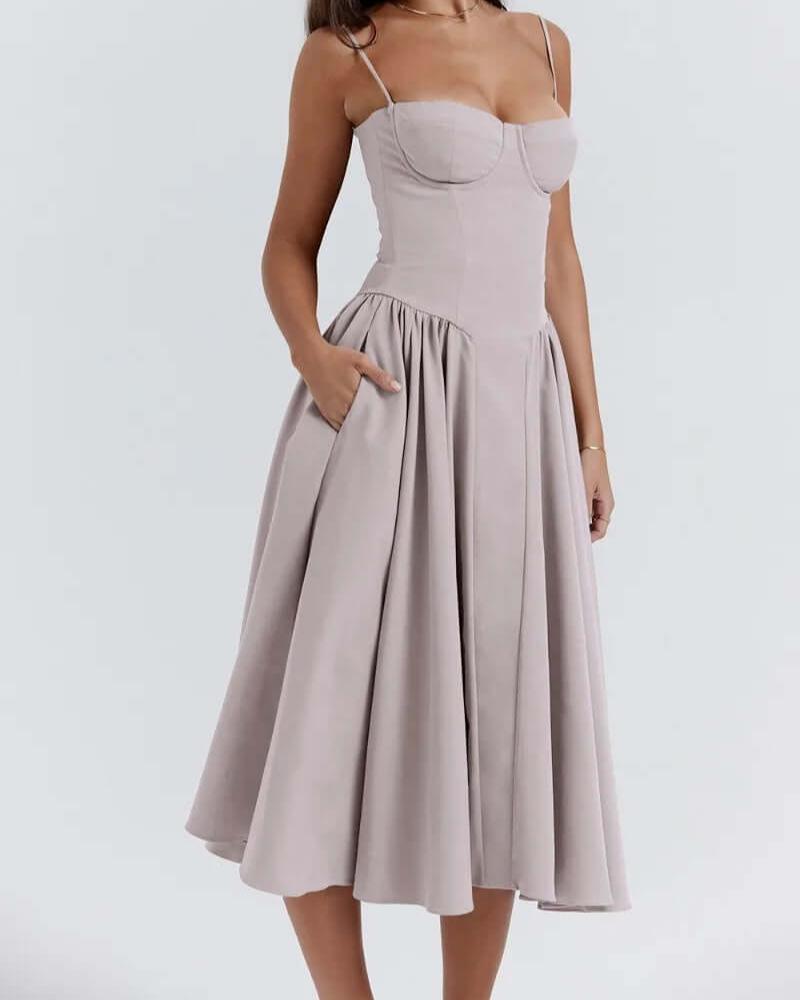 Victoria | Sleeveless midi dress with corset fit - Attractive fit-DESTINY