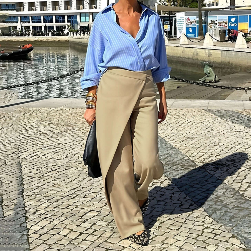 Wide linen wrap trousers-DESTINY