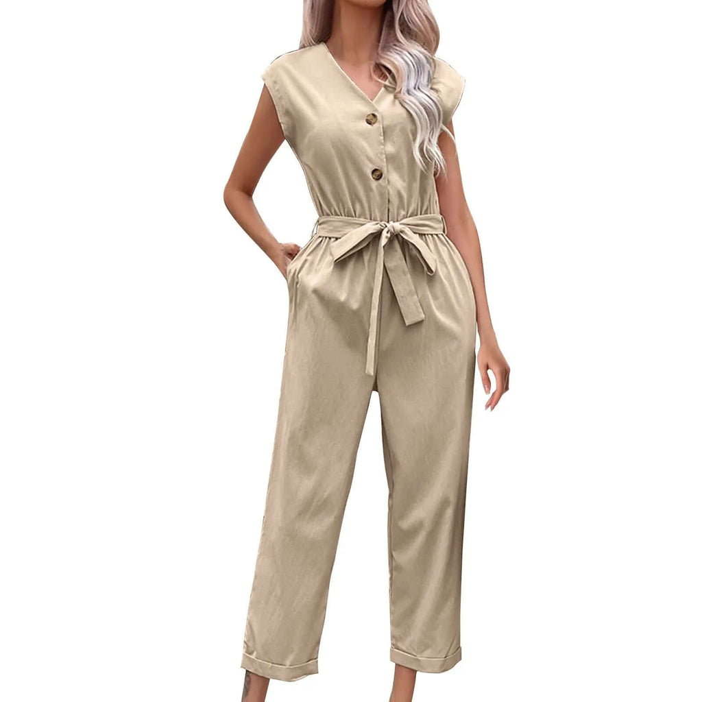 Trendy short-sleeved jumpsuit with cropped trousers-DESTINY
