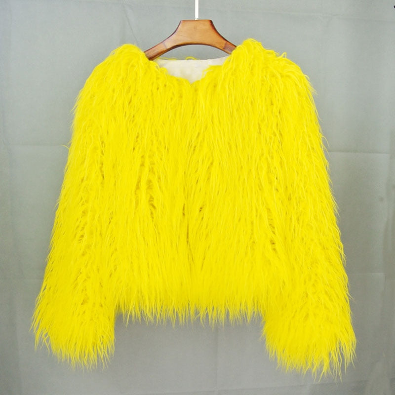 Fur coat ladies thick warm faux fur coat - High-quality craftsmanship for durability-DESTINY