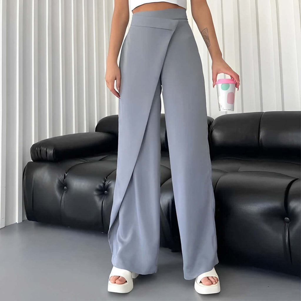 Wide linen wrap trousers-DESTINY