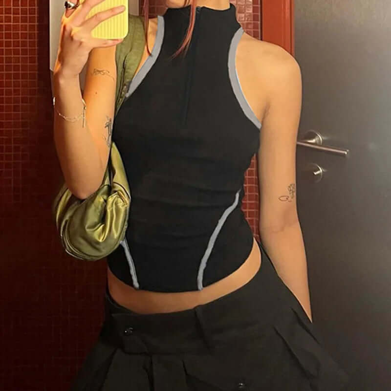 Zoe - Sporty crop top with high collar-DESTINY