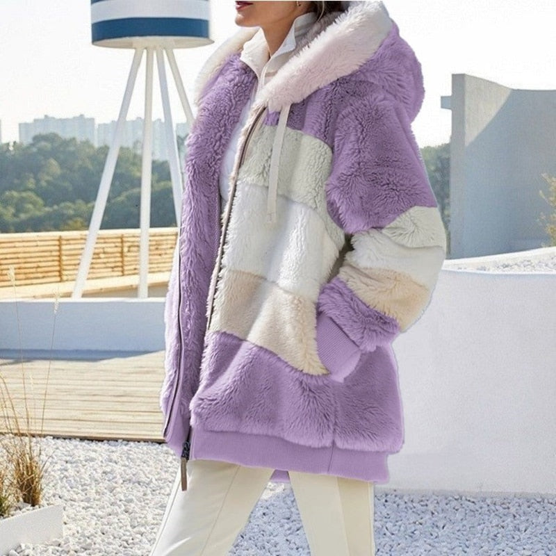 Plush cardigan with hood - Lightweight and breathable material-DESTINY