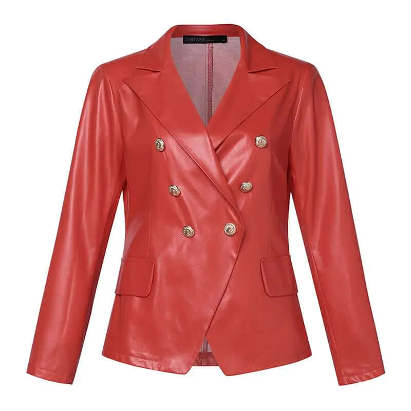 Tailored leather blazer with double button placket-DESTINY