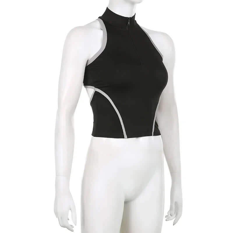 Zoe - Sporty crop top with high collar-DESTINY