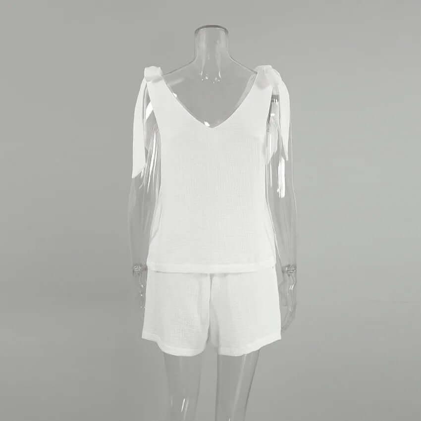 Bianca - Chic textured two-piece set with bow sleeves-DESTINY