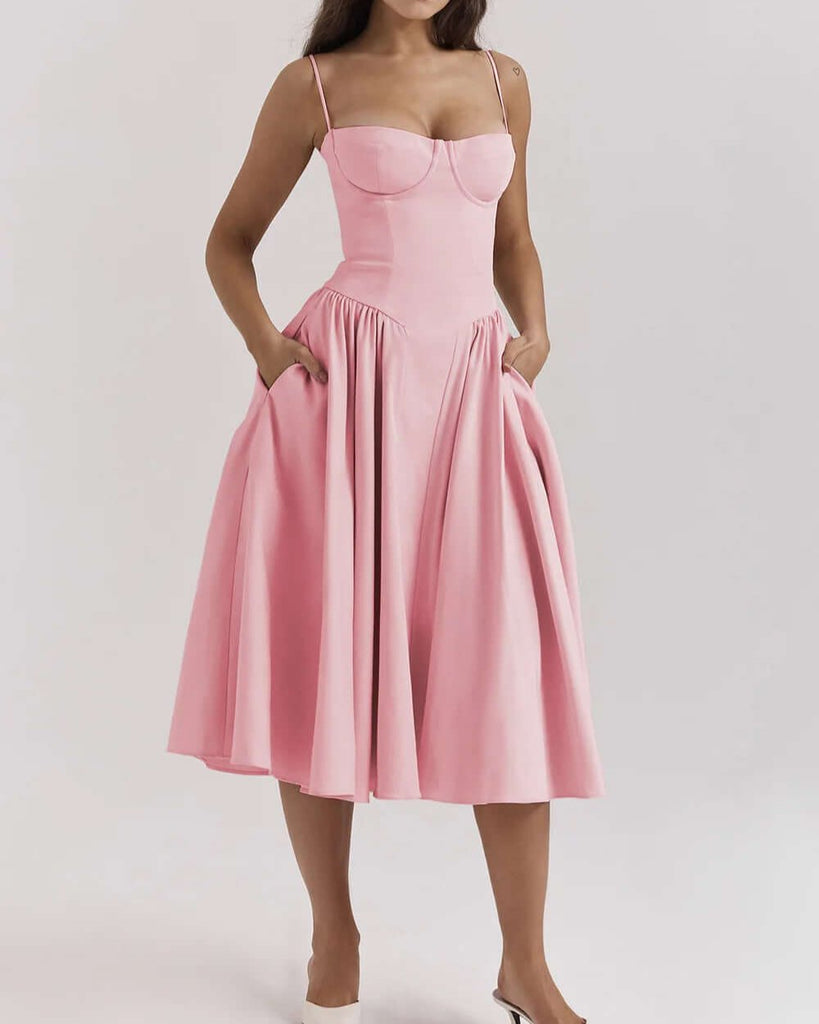 Victoria | Sleeveless midi dress with corset fit - Attractive fit-DESTINY