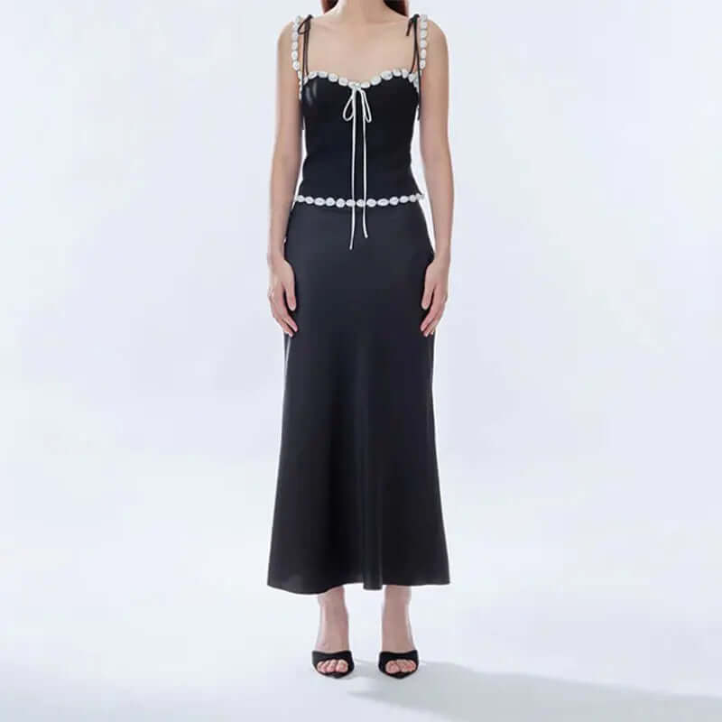 Kelly - Satin camisole and skirt set with drawstring detail-DESTINY