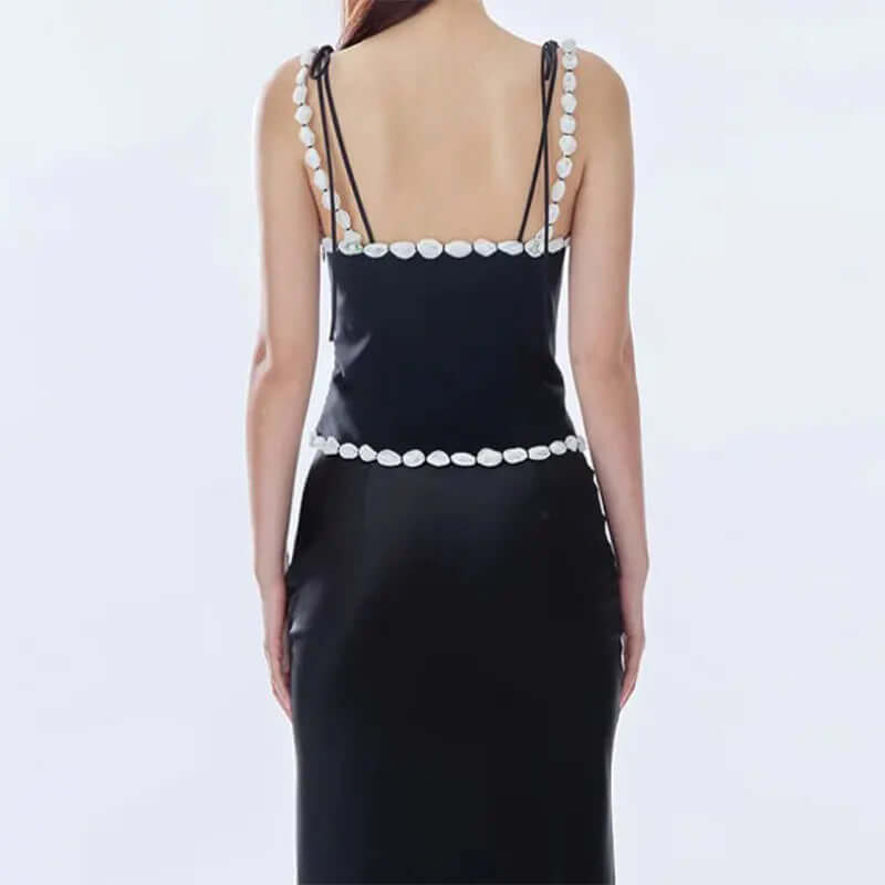 Kelly - Satin camisole and skirt set with drawstring detail-DESTINY