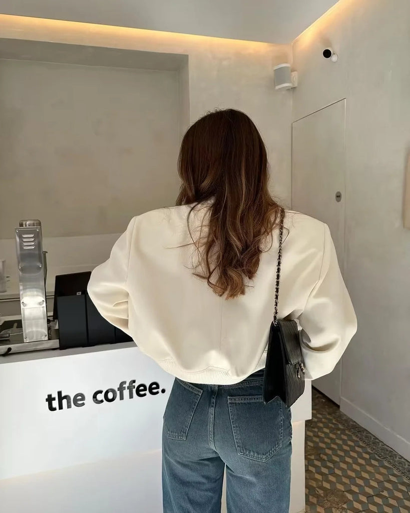 Streetwear Cropped Ladies Stylish Bomber Jacket - Lightweight and breathable material-DESTINY