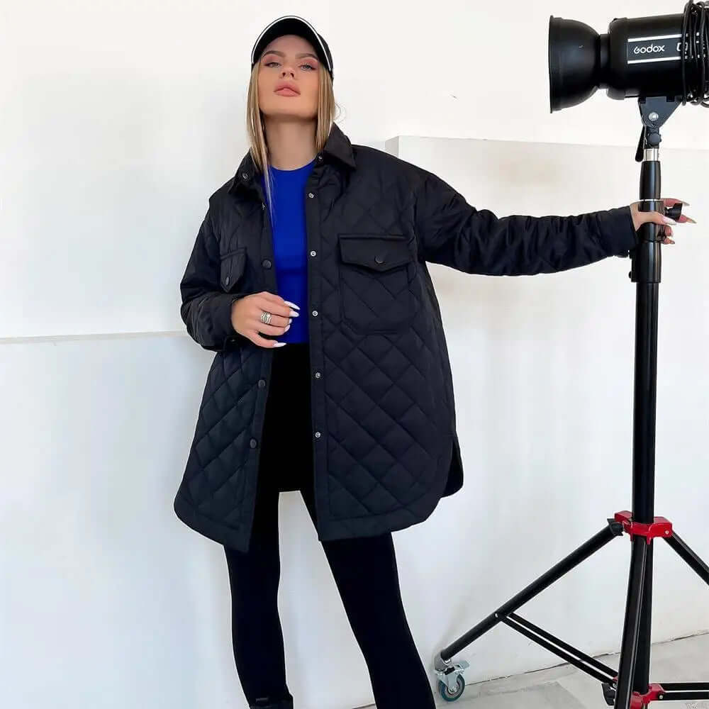 Classic quilted jacket with press studs-DESTINY