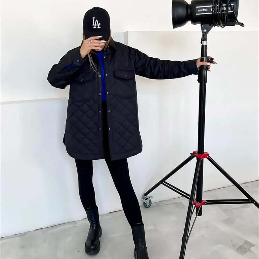 Classic quilted jacket with press studs-DESTINY