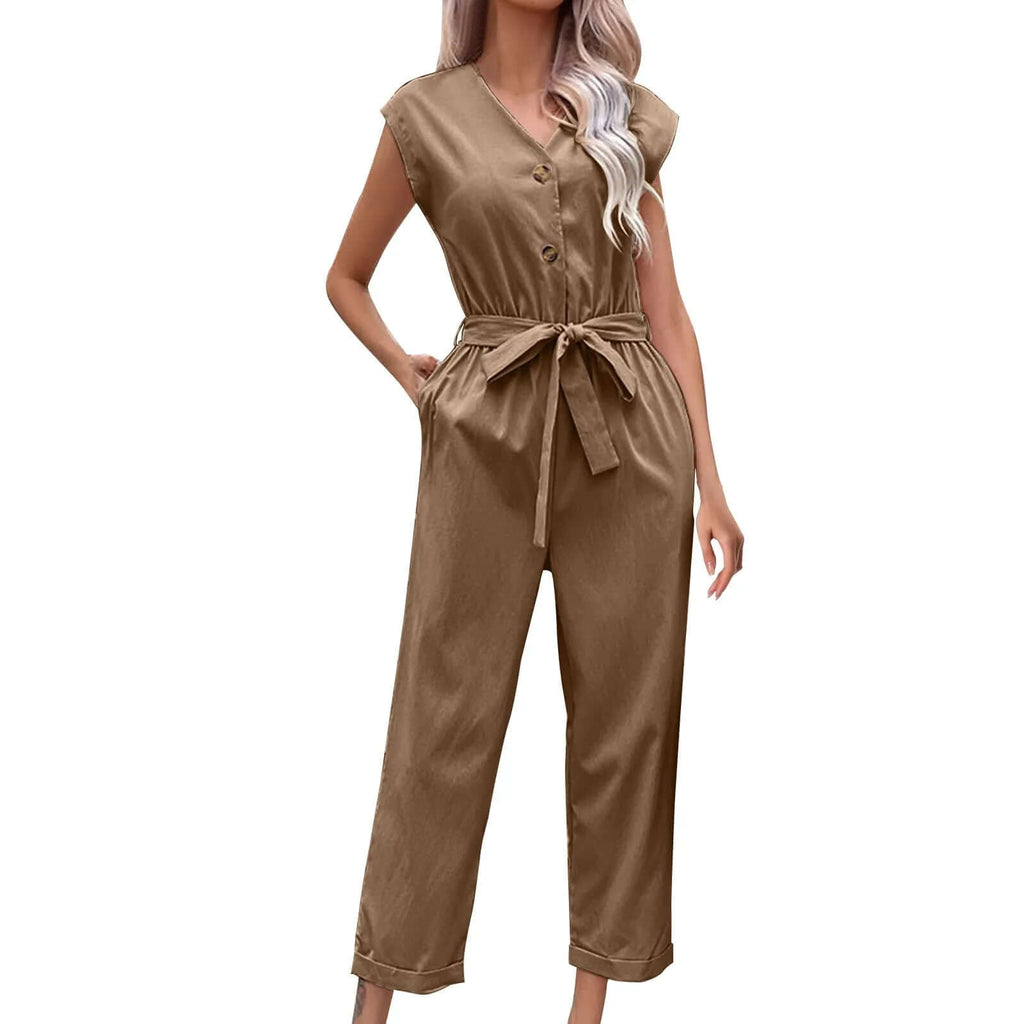 Trendy short-sleeved jumpsuit with cropped trousers-DESTINY