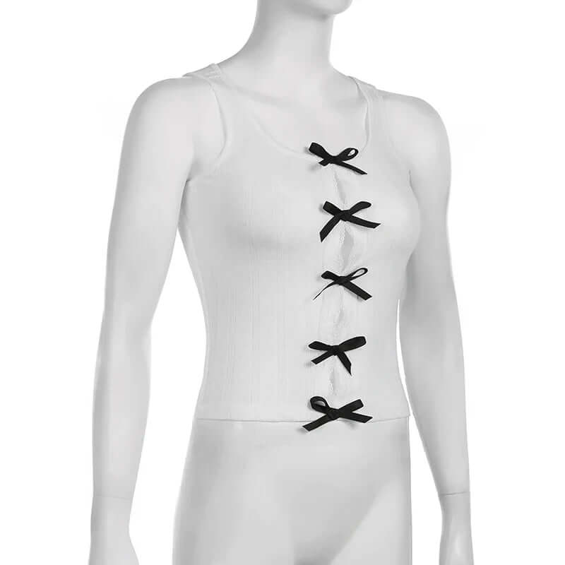 Cleo - Ribbed tank top with lace-up details-DESTINY