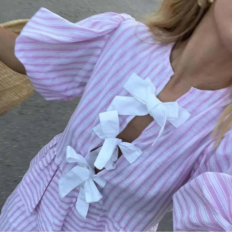 Comfortable short set with front binding-DESTINY