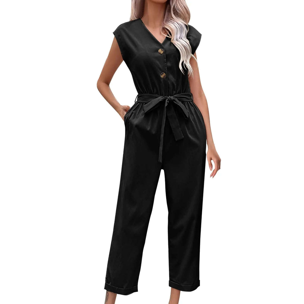 Trendy short-sleeved jumpsuit with cropped trousers-DESTINY