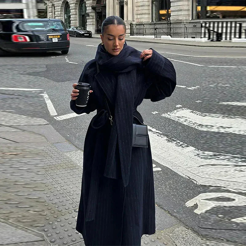 Vintage striped trench coat for women - Comfortable and versatile-DESTINY