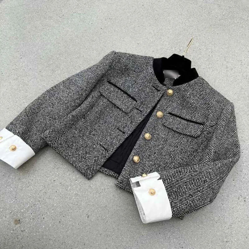 Checked jacket with metal buttons-DESTINY