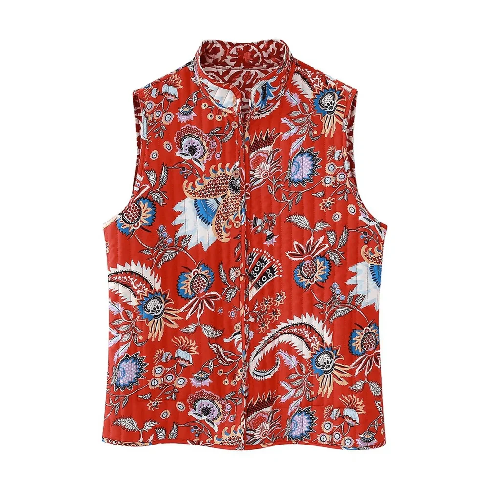 Cheerful sleeveless cardigan with floral pattern-DESTINY