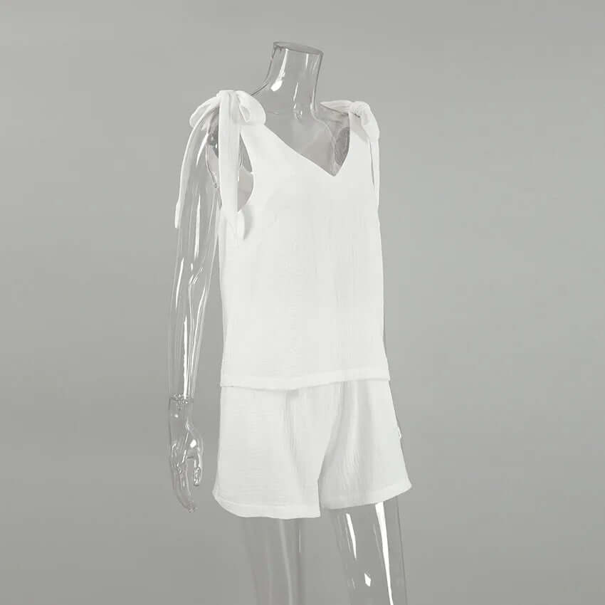 Bianca - Chic textured two-piece set with bow sleeves-DESTINY