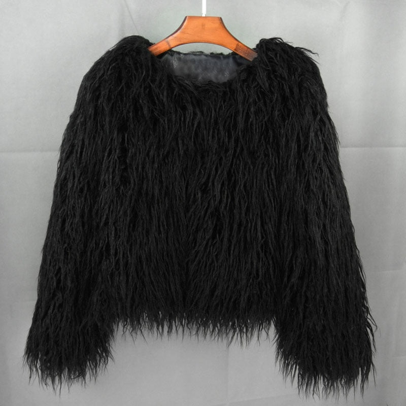 Fur coat ladies thick warm faux fur coat - High-quality craftsmanship for durability-DESTINY
