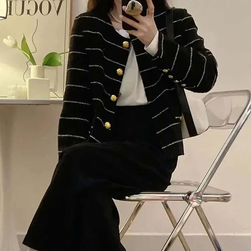 Elegant short tweed jacket-DESTINY