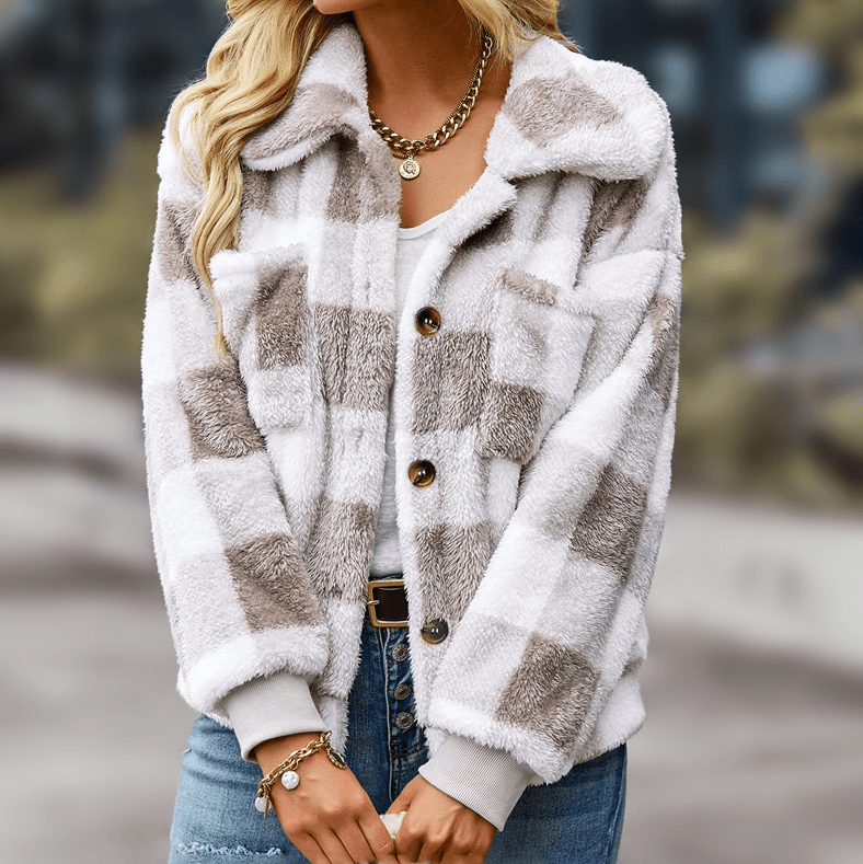 Checkered Fleece Jacket-DESTINY