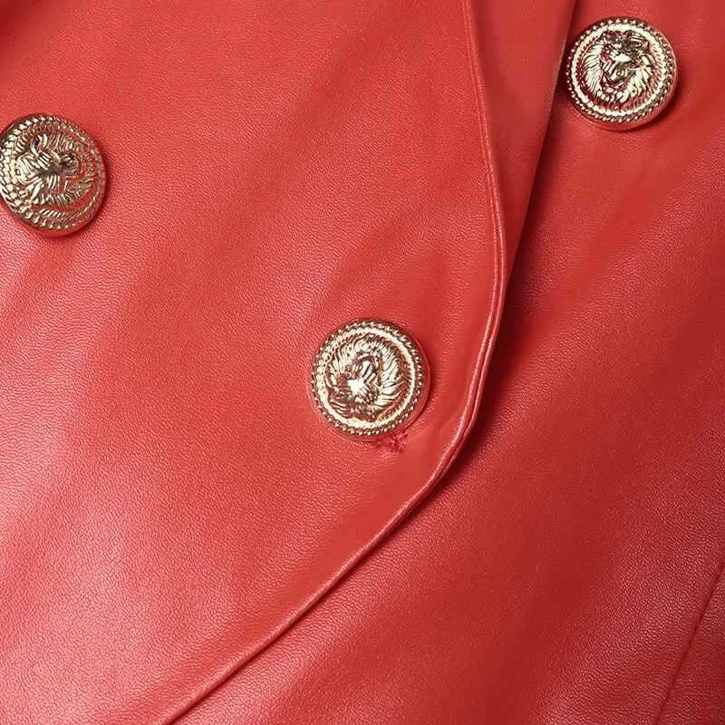 Tailored leather blazer with double button placket-DESTINY