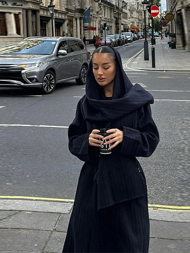 Vintage striped trench coat for women - Comfortable and versatile-DESTINY