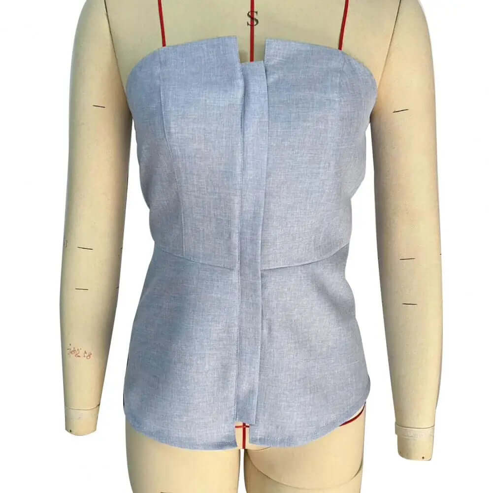 Mila - Structured, strapless top with peplum-DESTINY