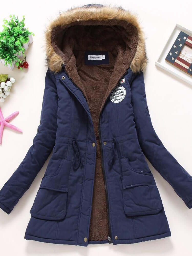 Ladies cotton jacket - padded slim-fit coat with embroidery-DESTINY