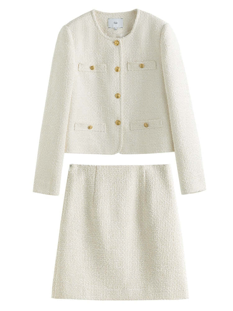 Tweed short coat: Elegant two-piece design for the special lady-DESTINY