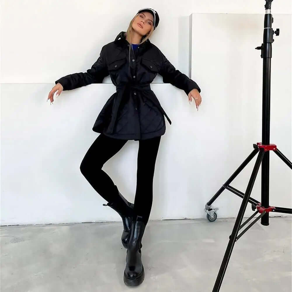 Classic quilted jacket with press studs-DESTINY