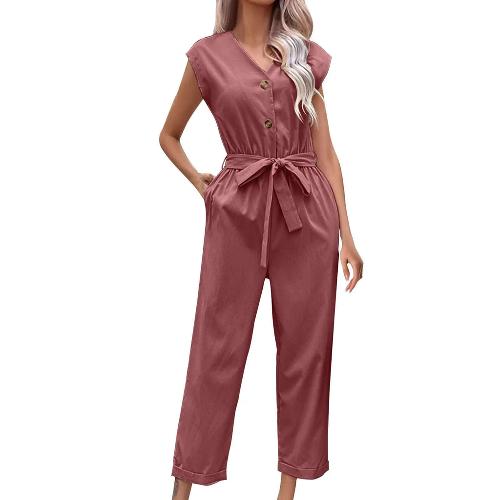 Trendy short-sleeved jumpsuit with cropped trousers-DESTINY