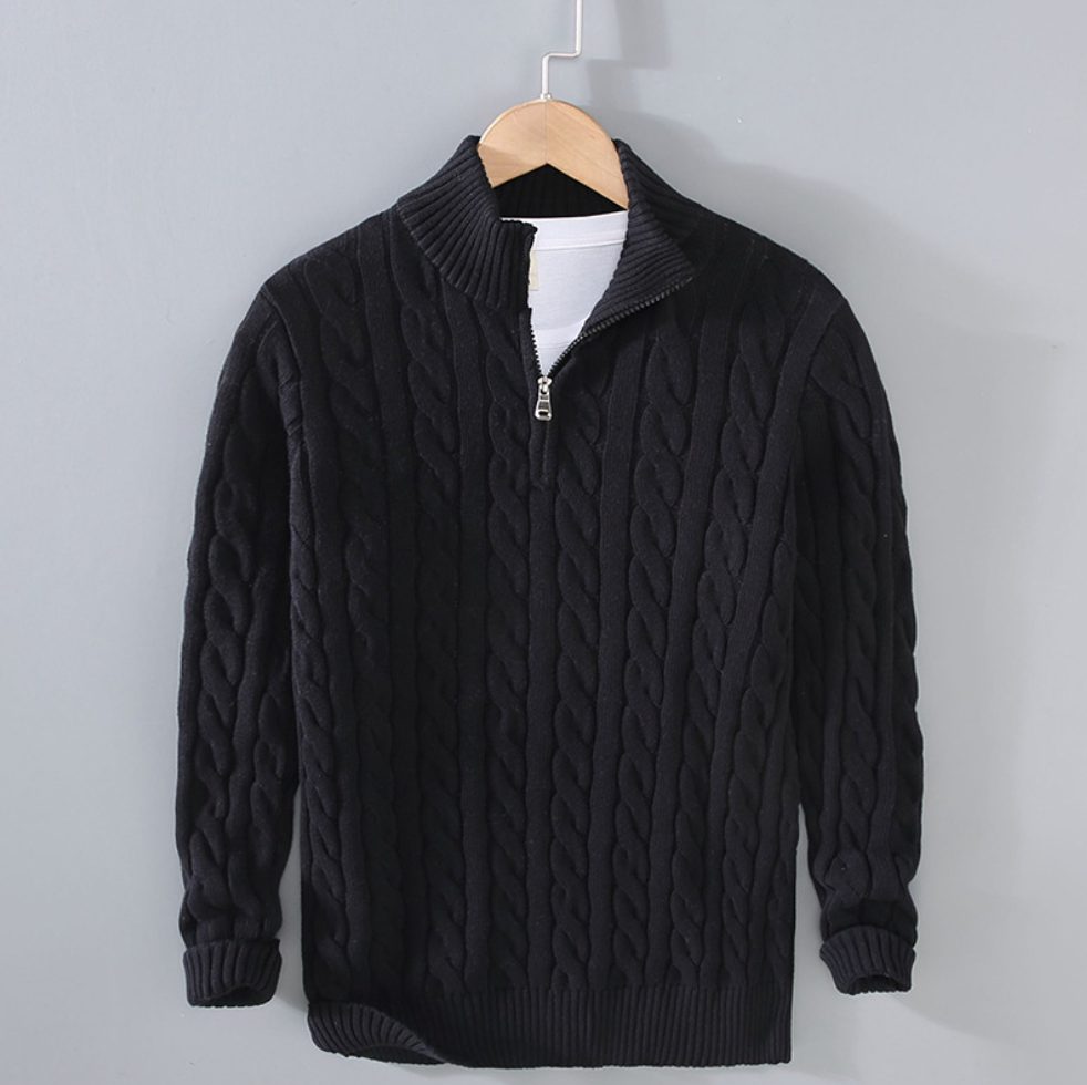 CLAUDIO - CABLE KNIT QUARTER-ZIP-DESTINY