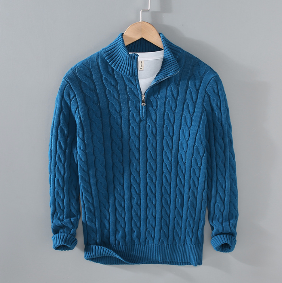 CLAUDIO - CABLE KNIT QUARTER-ZIP-DESTINY