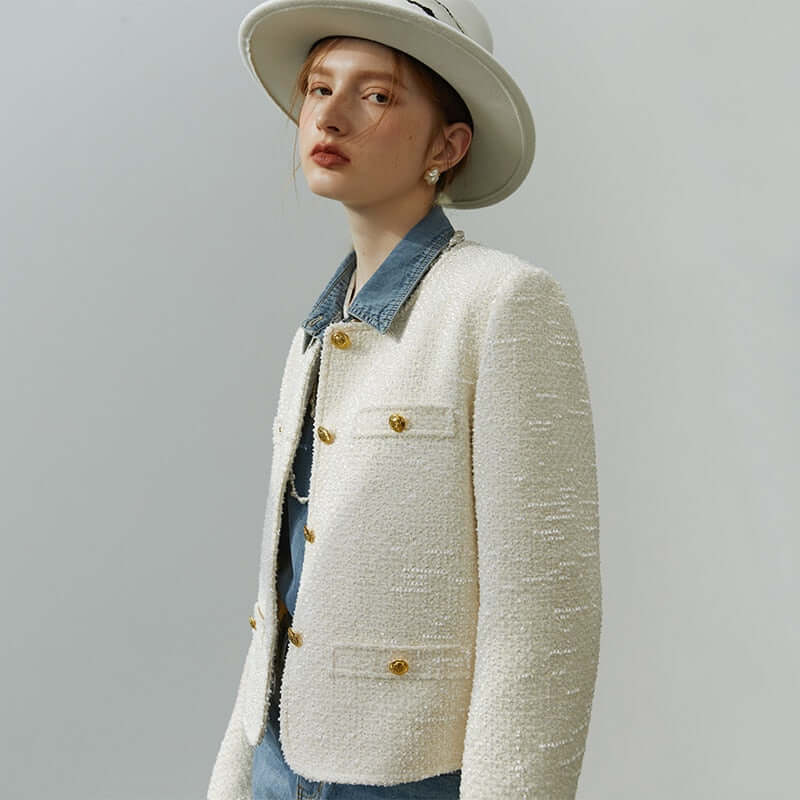 Tweed short coat: Elegant two-piece design for the special lady-DESTINY