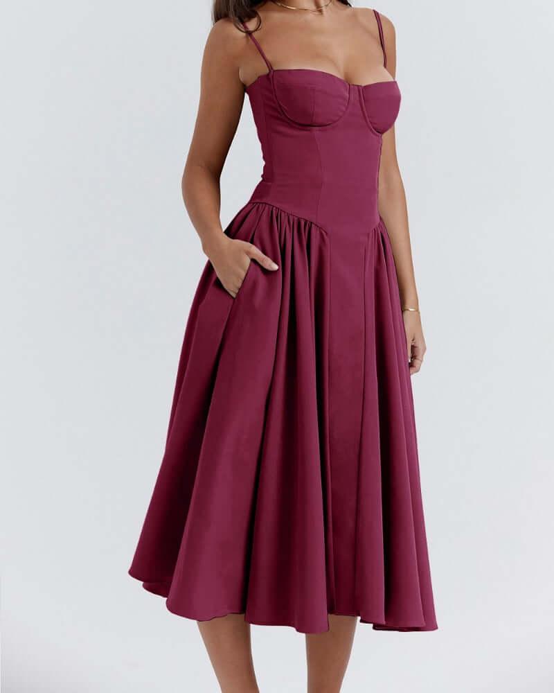 Victoria | Sleeveless midi dress with corset fit - Attractive fit-DESTINY
