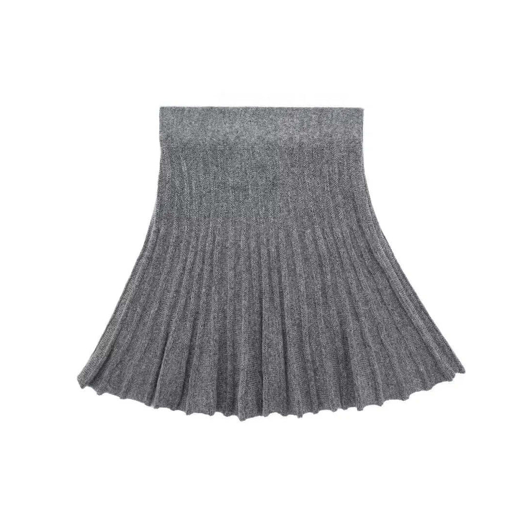 Sophia - Ribbed turtleneck jumper with crop cut and pleated skirt set-DESTINY