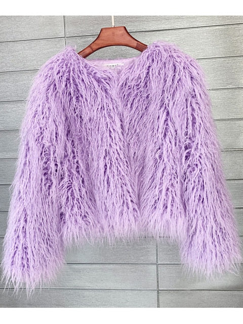 Fur coat ladies thick warm faux fur coat - High-quality craftsmanship for durability-DESTINY