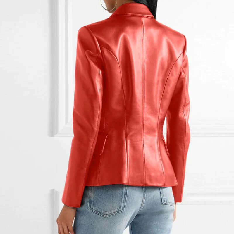 Tailored leather blazer with double button placket-DESTINY