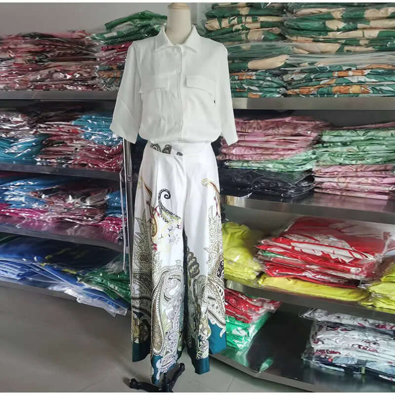 Verona - Paisley pattern palazzo trouser set-DESTINY