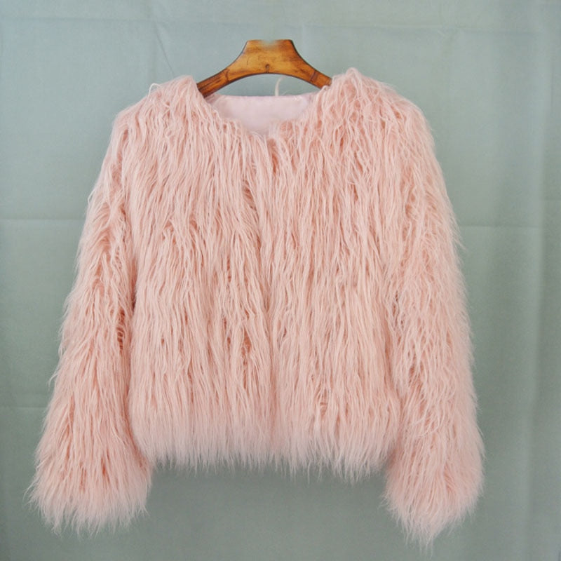 Fur coat ladies thick warm faux fur coat - High-quality craftsmanship for durability-DESTINY