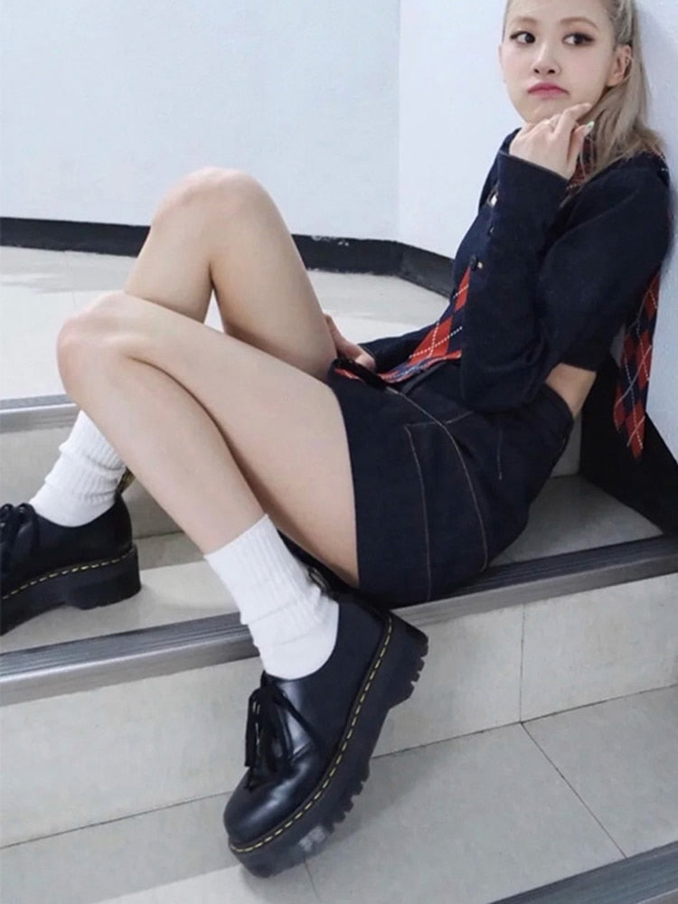 Platforms Black, Platform Oxfords, Laces-DESTINY